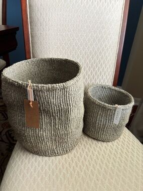 Handwoven Natural Seagrass Storage Baskets - Set of 2
